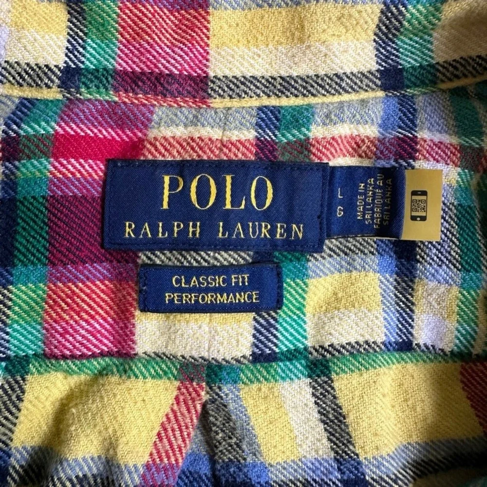 Polo Ralph Lauren Classic Fit Performance Plaid Shirt Mens Large Yellow Multi